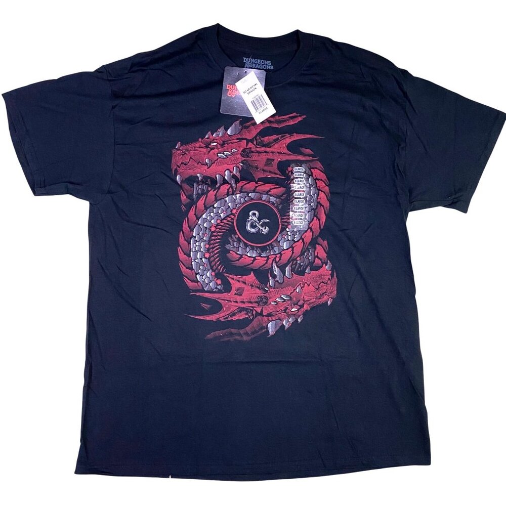 Official Dungeons And Dragons Red Dragon Black Graphic Tee T-Shirt Mens XL New